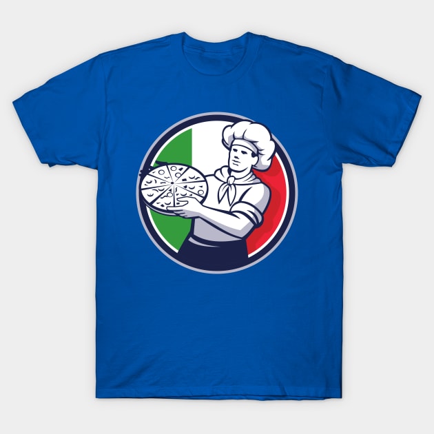 Italian flag with pizza maker T-Shirt by JAG2B